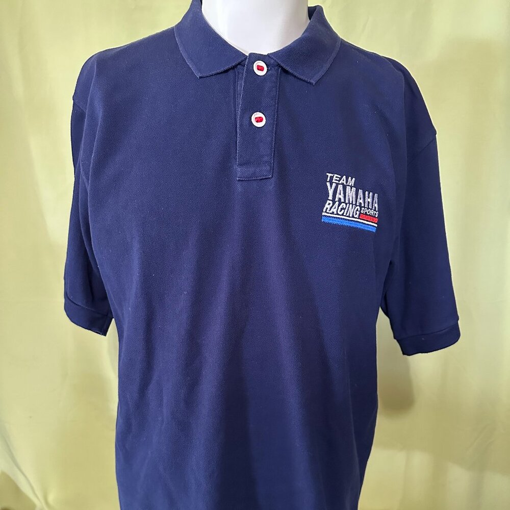 Team Yamaha Racing Sports Men's Dark Blue Polo Shirt Size Large Cotton